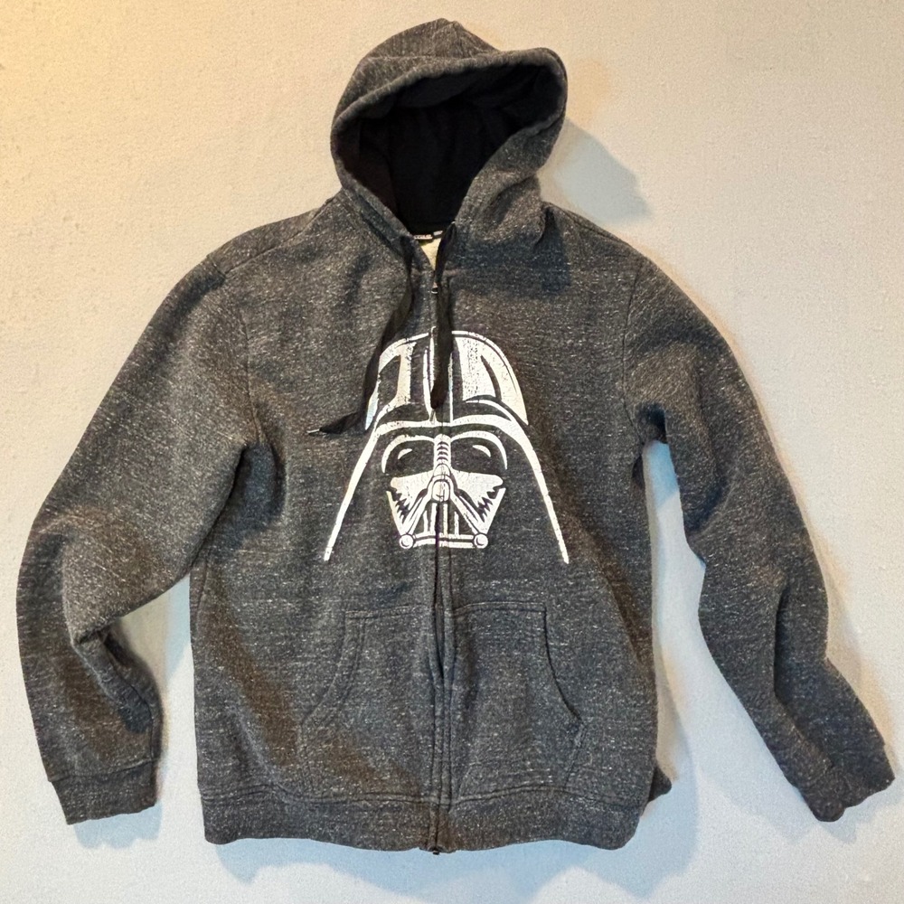 Star Wars Darth Vader Mens XL Zip Up Hoodie Charcoal Heather Grey Graphic Fleece
